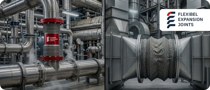 Comparison of metallic and fabric expansion joints used in industrial systems